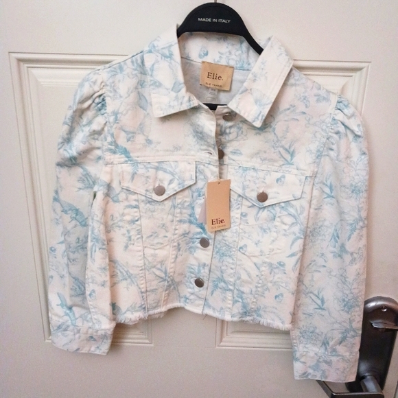 Elie by Elie Tahari Denim Jacket NWT Sz M - Picture 1 of 8
